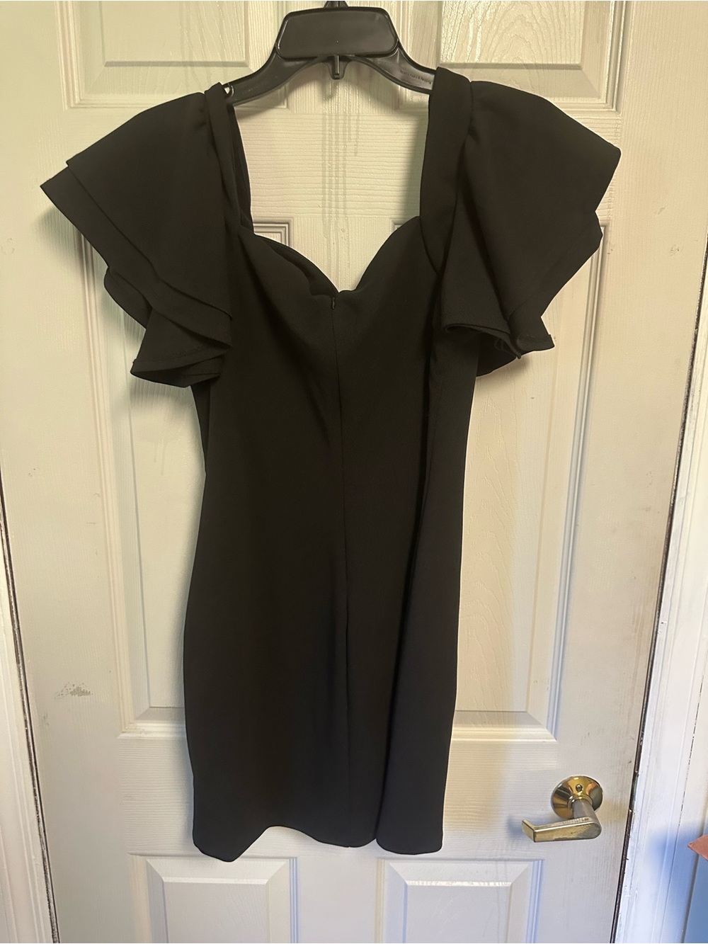 Haute Monde Black Ruffle-Sleeve Midi Dress